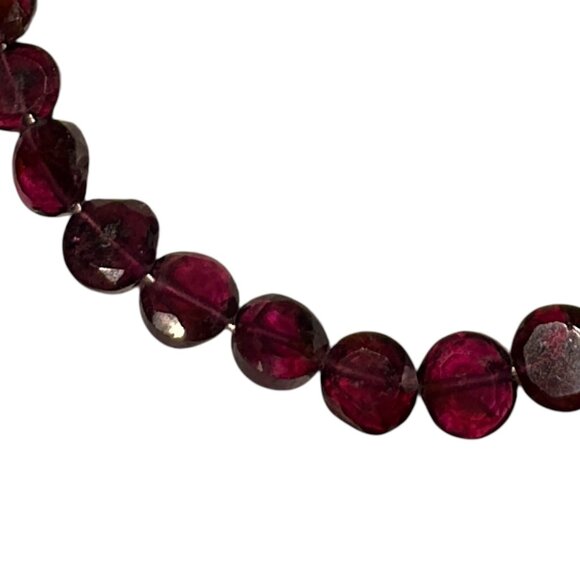 VTG Handmade Genuine Tested Red Garnet Coin Beads Stones Bracelet Lobster Clasp - Picture 2 of 6